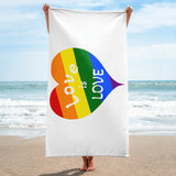Autumn LeAnn Designs® | Rainbow Heart Love is Love Beach Towel