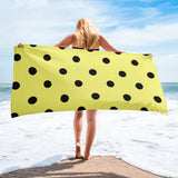 Autumn LeAnn Designs® | Dolly Yellow with Black Polka Dots Beach Towel