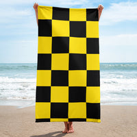 Autumn LeAnn Designs® | Black and Bright Yellow Checkers Beach Towel