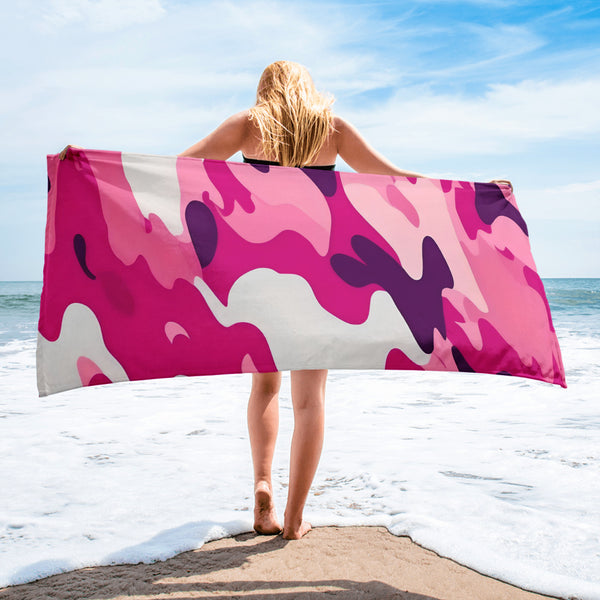 Autumn LeAnn Designs® | Deep Pink Camouflage Beach Towel