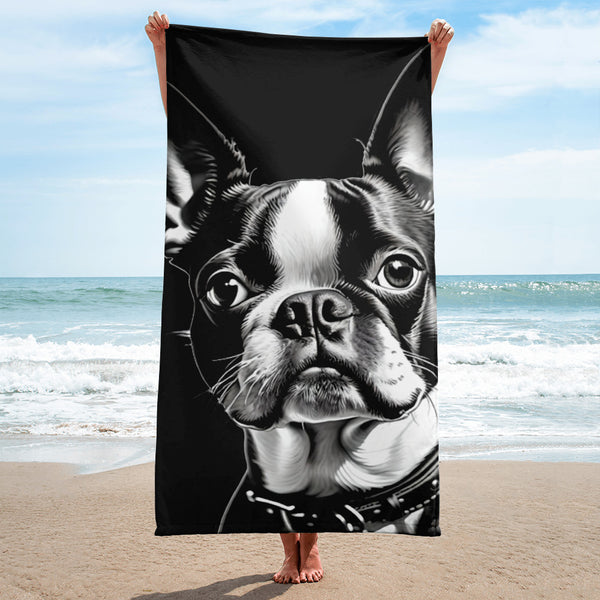 Autumn LeAnn Designs® | Black Boston Terrier Beach Towel