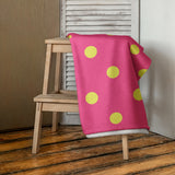 Autumn LeAnn Designs® | Brilliant Rose Pink with Dolly Yellow Polka Dots Beach Towel