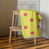 Autumn LeAnn Designs® | Dolly Yellow with Brilliant Rose Pink Polka Dots Beach Towel