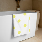 Autumn LeAnn Designs® | White with Dolly Yellow Polka Dots Beach Towel