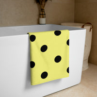 Autumn LeAnn Designs® | Dolly Yellow with Black Polka Dots Beach Towel