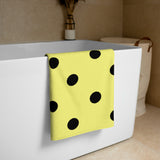 Autumn LeAnn Designs® | Dolly Yellow with Black Polka Dots Beach Towel