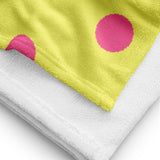 Autumn LeAnn Designs® | Dolly Yellow with Brilliant Rose Pink Polka Dots Beach Towel