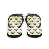 Autumn LeAnn Designs® | Adult Flip Flops Shoes, Hearts, White & Rainbow