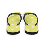 Autumn LeAnn Designs® | Adult Flip Flops Shoes, Polka Dots, Dolly Yellow & White