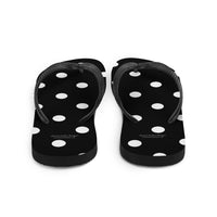 Autumn LeAnn Designs® | Adult Flip Flops Shoes, Polka Dots, Black & White