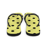 Autumn LeAnn Designs® | Adult Flip Flops Shoes, Polka Dots, Dolly Yellow & Black