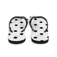 Autumn LeAnn Designs® | Adult Flip Flops Shoes, Polka Dots, White & Black