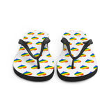 Autumn LeAnn Designs® | Adult Flip Flops Shoes, Hearts, White & Rainbow