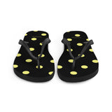 Autumn LeAnn Designs® | Adult Flip Flops Shoes, Polka Dots, Black & Yellow