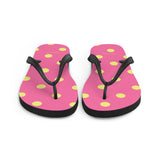 Autumn LeAnn Designs® | Adult Flip Flops Shoes, Polka Dots, Rose Pink & Yellow