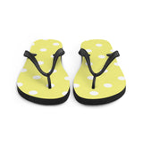 Autumn LeAnn Designs® | Adult Flip Flops Shoes, Polka Dots, Dolly Yellow & White