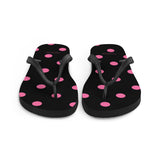 Autumn LeAnn Designs® | Adult Flip Flops Shoes, Polka Dots, Black & Pink