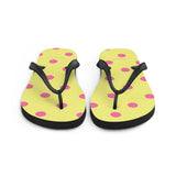 Autumn LeAnn Designs® | Adult Flip Flops Shoes, Polka Dots, Dolly Yellow & Pink