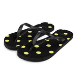 Autumn LeAnn Designs® | Adult Flip Flops Shoes, Polka Dots, Black & Yellow