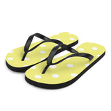 Autumn LeAnn Designs® | Adult Flip Flops Shoes, Polka Dots, Dolly Yellow & White