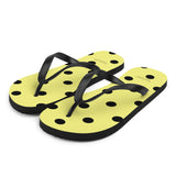 Autumn LeAnn Designs® | Adult Flip Flops Shoes, Polka Dots, Dolly Yellow & Black