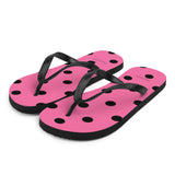 Autumn LeAnn Designs® | Adult Flip Flops Shoes, Polka Dots, Rose Pink & Black