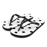 Autumn LeAnn Designs® | Adult Flip Flops Shoes, Polka Dots, White & Black