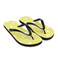 Autumn LeAnn Designs® | Adult Flip Flops Shoes, Polka Dots, Dolly Yellow & White