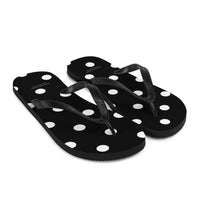 Autumn LeAnn Designs® | Adult Flip Flops Shoes, Polka Dots, Black & White