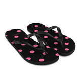 Autumn LeAnn Designs® | Adult Flip Flops Shoes, Polka Dots, Black & Pink
