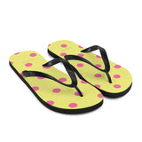Autumn LeAnn Designs® | Adult Flip Flops Shoes, Polka Dots, Dolly Yellow & Pink