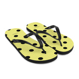 Autumn LeAnn Designs® | Adult Flip Flops Shoes, Polka Dots, Dolly Yellow & Black