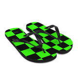 Autumn LeAnn Designs® | Adult Flip Flops Shoes, Checkers, Bright Neon Green & Black