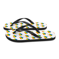 Autumn LeAnn Designs® | Adult Flip Flops Shoes, Hearts, White & Rainbow