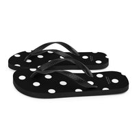 Autumn LeAnn Designs® | Adult Flip Flops Shoes, Polka Dots, Black & White