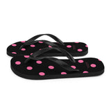 Autumn LeAnn Designs® | Adult Flip Flops Shoes, Polka Dots, Black & Pink