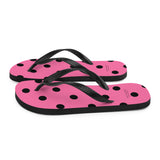 Autumn LeAnn Designs® | Adult Flip Flops Shoes, Polka Dots, Rose Pink & Black