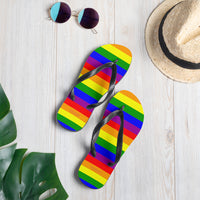 Autumn LeAnn Designs® | Adult Flip Flops Shoes, Stripes, Rainbow