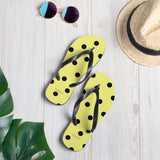 Autumn LeAnn Designs® | Adult Flip Flops Shoes, Polka Dots, Dolly Yellow & Black