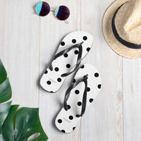 Autumn LeAnn Designs® | Adult Flip Flops Shoes, Polka Dots, White & Black