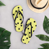 Autumn LeAnn Designs® | Adult Flip Flops Shoes, Polka Dots, Dolly Yellow & Black