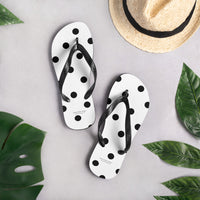 Autumn LeAnn Designs® | Adult Flip Flops Shoes, Polka Dots, White & Black