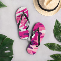 Autumn LeAnn Designs® | Adult Flip Flops Shoes, Camouflage, Deep Pink