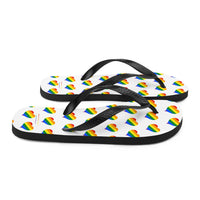 Autumn LeAnn Designs® | Adult Flip Flops Shoes, Hearts, White & Rainbow