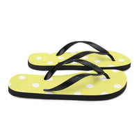 Autumn LeAnn Designs® | Adult Flip Flops Shoes, Polka Dots, Dolly Yellow & White