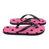 Autumn LeAnn Designs® | Adult Flip Flops Shoes, Polka Dots, Rose Pink & Black