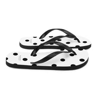 Autumn LeAnn Designs® | Adult Flip Flops Shoes, Polka Dots, White & Black