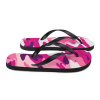 Autumn LeAnn Designs® | Adult Flip Flops Shoes, Camouflage, Deep Pink