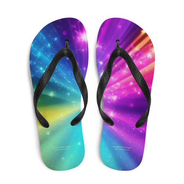 Autumn LeAnn Designs® | Adult Flip Flops Shoes, Rainbow Sparkle