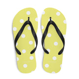 Autumn LeAnn Designs® | Adult Flip Flops Shoes, Polka Dots, Dolly Yellow & White